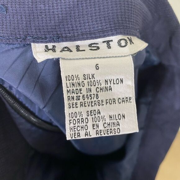 Halston Navy Blue Textured Silk Pencil Skirt - Picture 6 of 7